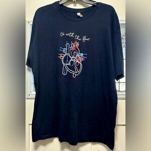 Go With The Flow Cardiac Nurse Shirt Anatomic Heart (401)
